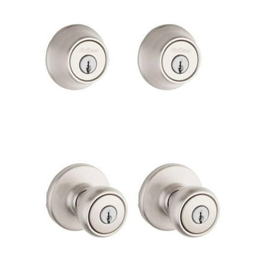 Kwikset Kwikset 242 Tylo Keyed Entry Knob and Single Cylinder Deadbolt Project Pack in Satin Nickel