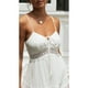 thumbnail image 5 of Vestido blanco bohemio de verano para mujer, con escote en V y tirantes finos, vestido largo, 5 of 8