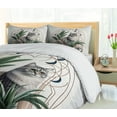 thumbnail image 4 of Ambesonne Cat Duvet Cover Set, Kitty in a Noble Pose Bohemian, Calking, Grey Green Pale Rust, 4 of 6