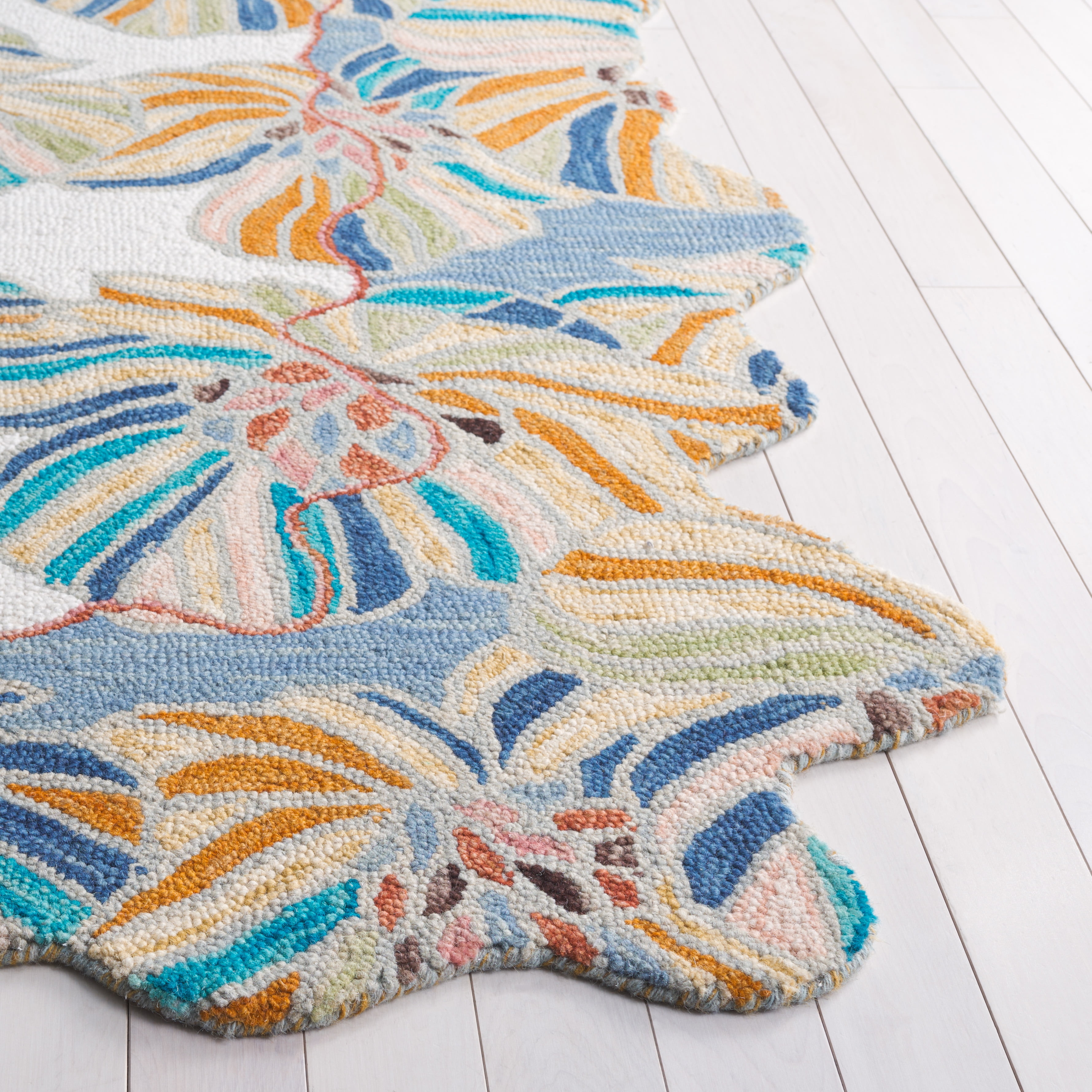 SAFAVIEH Jardin Antonio Floral Area Rug, Ivory/Blue, 8' x 10'
