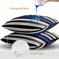 thumbnail image 4 of Throw Pillow Covers 20x20 Inch Set of 2, Blue American Flag Waterproof Outdoor Pillow Covers, Black White Stripe US Flag Retro Wooden Decorative Cushion Pillowcases for Couch, Sofa, Bed, Patio, 4 of 9