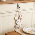 thumbnail image 5 of QuanTara Easter Wooden Hanging Decor, 11.1x8.07in Multicolor Rabbits Chick Egg Ornaments with Jute Cord, Wooden Wall Door Window Hanging Sign for Home Spring Party Decor, 5 of 6