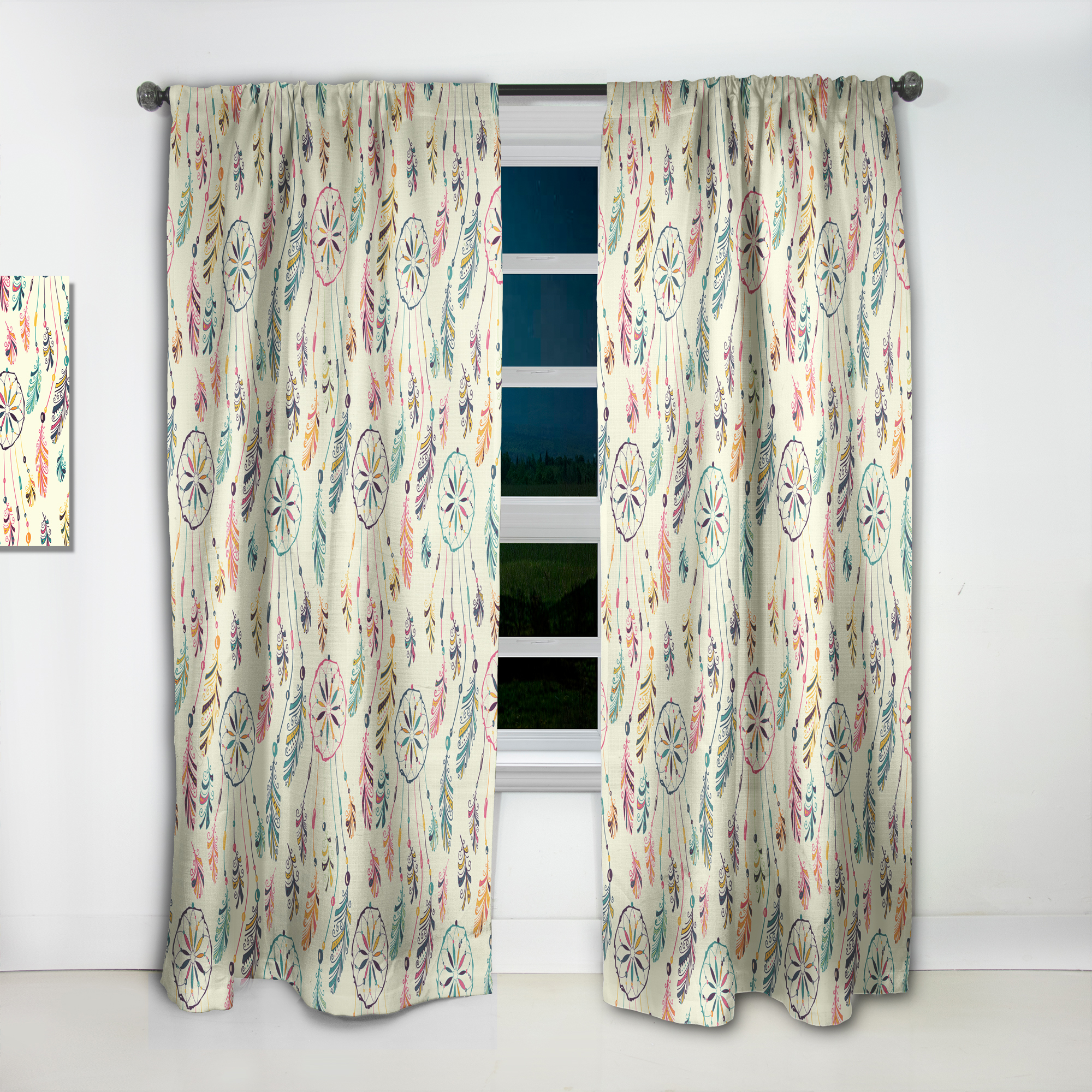 Designart 'Bird Feathers XXV' Southwestern Curtain Panel