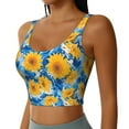 thumbnail image 2 of Fotbe Blue Ocean Wave Sunflower Pattern Womens' Sports Bra Longline Wirefree Padded with Medium Support Sports Moisture-Wicking Workou Vest,Tank Top-X-Large, 2 of 7