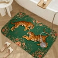 thumbnail image 3 of 1pc Two Tigers on Floral Absorbent Non-Slip Bathroom Thickened Flannel Rug Decor,Soft,Quick Drying,Suitable For Indoor/outdoor Use,Bathrooms,Bedrooms,Kitchens,Terrace,Laundry Rooms,16"x24", 3 of 9