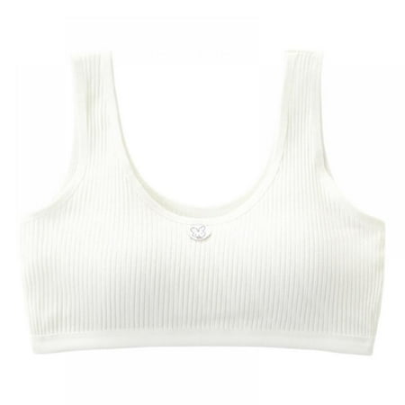 

Girls Tank Style Sports Bra Training Bra Comfy Sleep Bras for Girls Seamless Bra Wireless Padded Bra with Removable Cup
