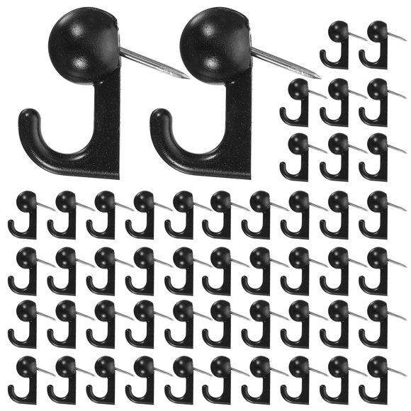 KAKOWELY 50pcs Push Pin Hooks Plastic Heads Thumb Tacks Hooks Cork Board Push Pin for Hanging,0.98X"X0.98"X0.39"
