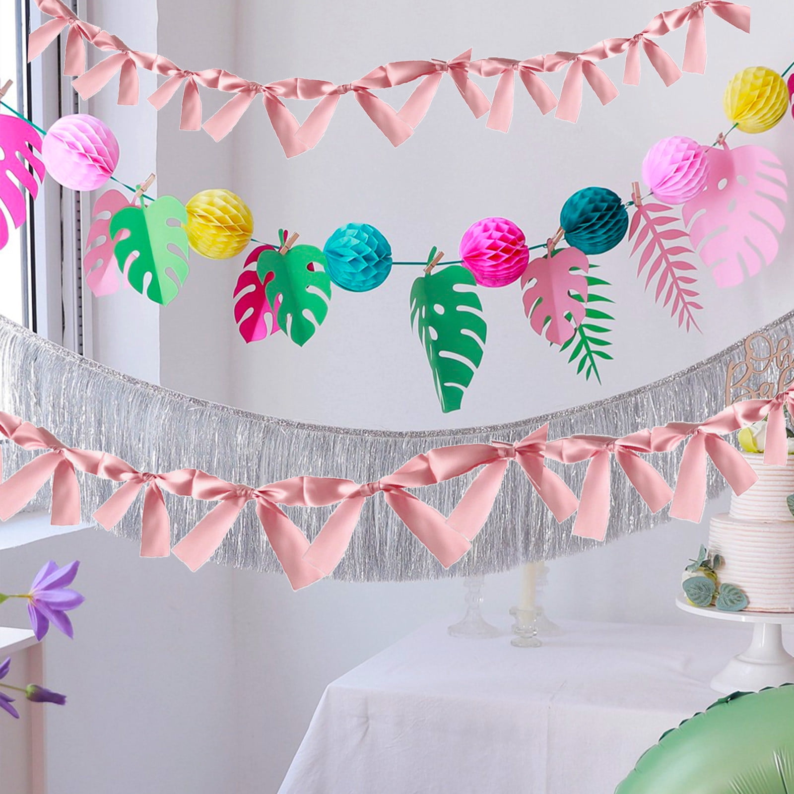 Matoen Pink Bow Valentine's Day Birthday Decorations, Hanging