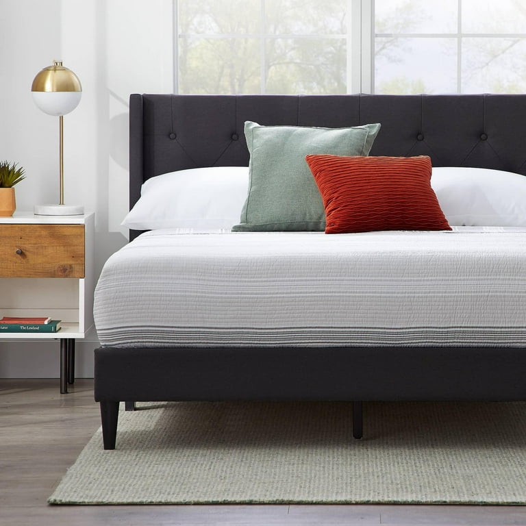 Rest Haven Linen Inspired Diamond Tufted Wingback Upholstered Bed