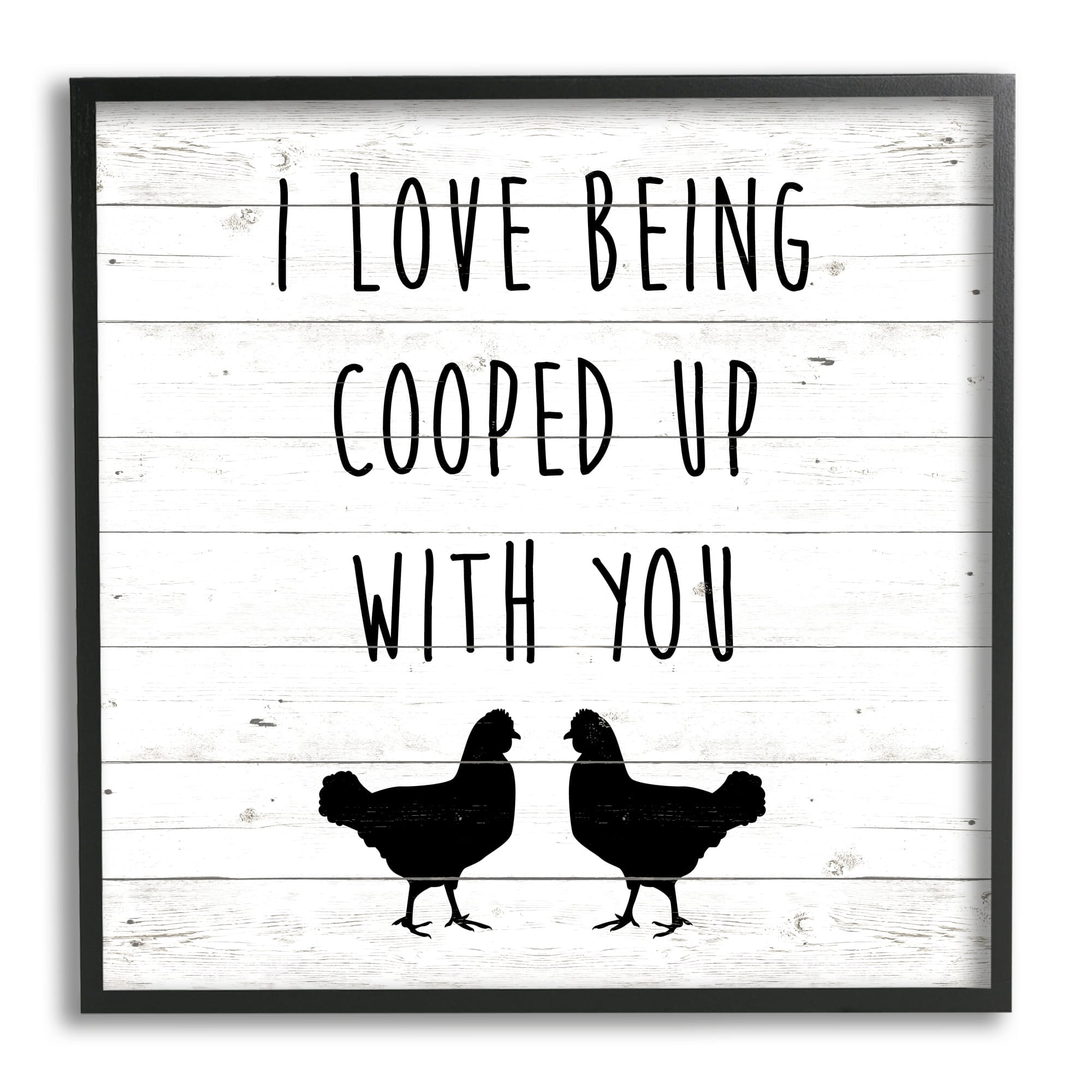 Stupell Industries Love Being Cooped Up With You Romantic Phrase Graphic Art Gray Framed Art Print Wall Art, 12x12, by SunDance Group, LLC