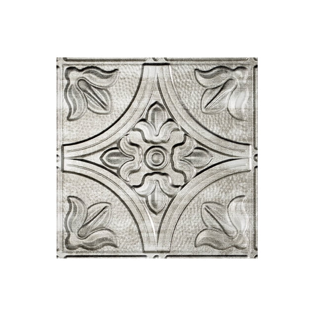 Fasade Easy Installation Traditional 2 Crosshatch Silver Glue Up Ceiling Tile/ Ceiling Panel (12" X 12" Sample)
