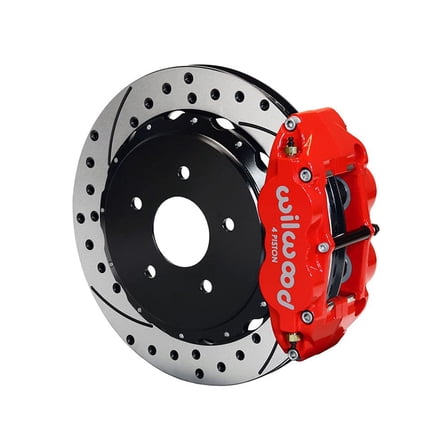 Wilwood 140-9219-DR Superlite 4R Rear 13" Big Brake Kit With Red Calipers Drilled Rotors & 2.50" Offset, Compatible with Ford and Mercury With Big New Flange