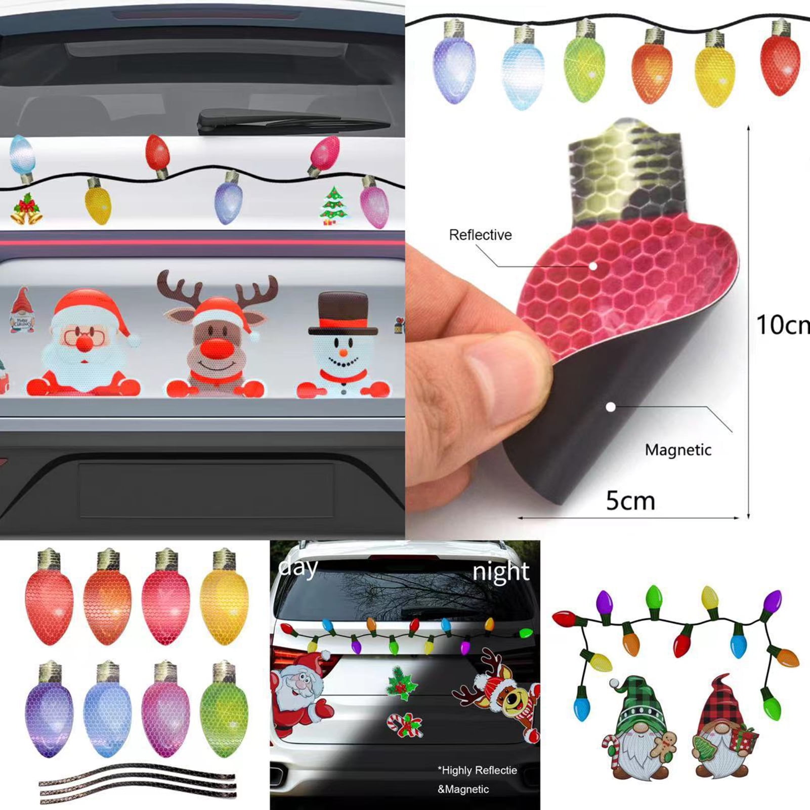 DGROEE 1 Set Car Decor Sticker Christmas Design Selfadhesive Eye