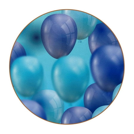 

OWNTA Realistic Blue Balloons Pattern Premium Microfiber Leather Round Coasters (6PCS) - 11x11 cm/4.3x4.3 in - Durable & Stylish Cup Mat Set