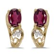 thumbnail image 1 of 14k Yellow Gold Oval Rhodolite Garnet And Diamond Earrings, 1 of 2