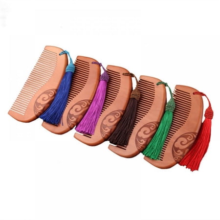 Deals 5 Pcs Hair Comb Set Wood with Tassel Anti Static Handmade Comb for Beard Head Hair Women and Men Detangling and Styling Wet or Dry Curly Thick Wavy or Straight Hair