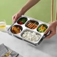 thumbnail image 5 of AMERTEER 2pcs Large 11-inch Stainless Steel Rectangular Divided Plates  5-Section Dinner Plates for Adults  Campers and Portion Control Lunch Containers  2pcs Unbreakable Rectangular Plat, 5 of 5