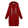 thumbnail image 4 of Winter Jackets for Women Fleece Lined Long Jackets Hoodies Zipper Sweatshirts Jackets Mid Length Coats with Pockets coats for women, 4 of 9