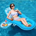 thumbnail image 2 of Tumbona para piscina Sloosh para adultos con portavasos, color azul, 2 of 7