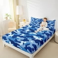 thumbnail image 4 of Manfei Camouflage Camo Bed Sheets,Rustic Outdoor King Sheets,Navy Blue Sheet Set For Kids,Microfiber Bedroom Decor,4-Piece, 4 of 7