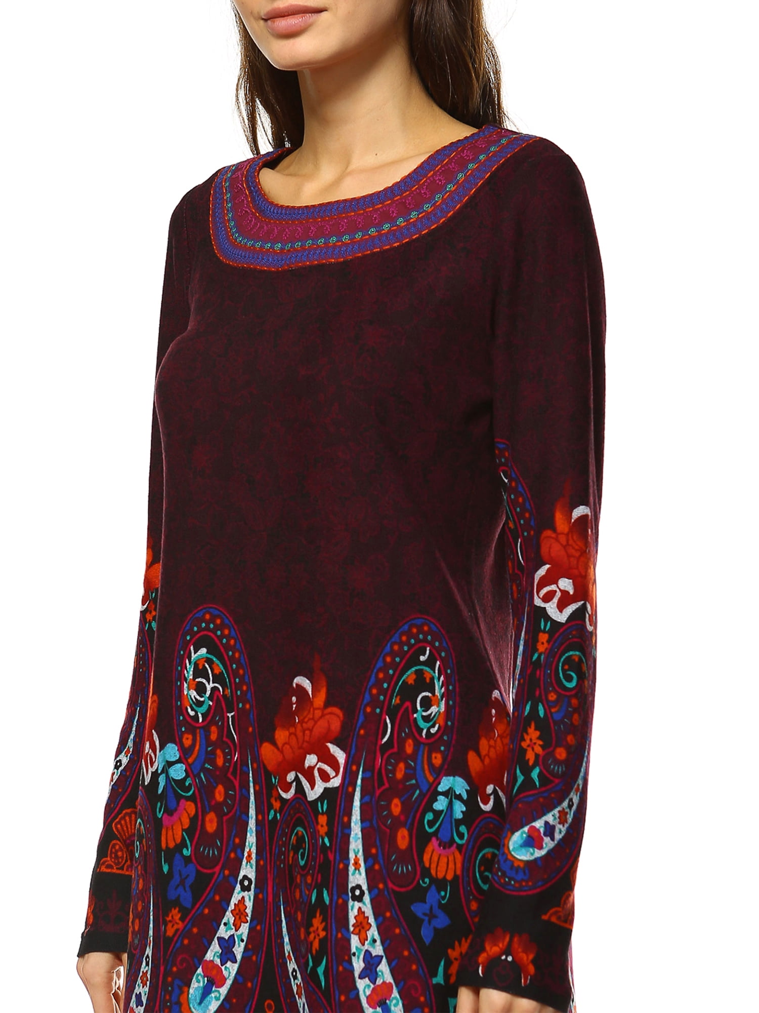 White Mark Women's Sandrine Embroidered Sweater Dress - Walmart.com