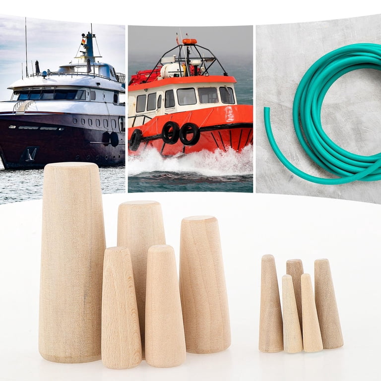 HWIMARINE Boat Emergency Wood Plugs - Set Of 10 Assorted Tapered Softwood Stoppers For Hull Leaks