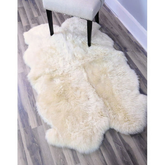 Super Area Rugs, Genuine Australian Sheepskin Champagne Fur Rug, Four Pelt 4' x 5' 6"