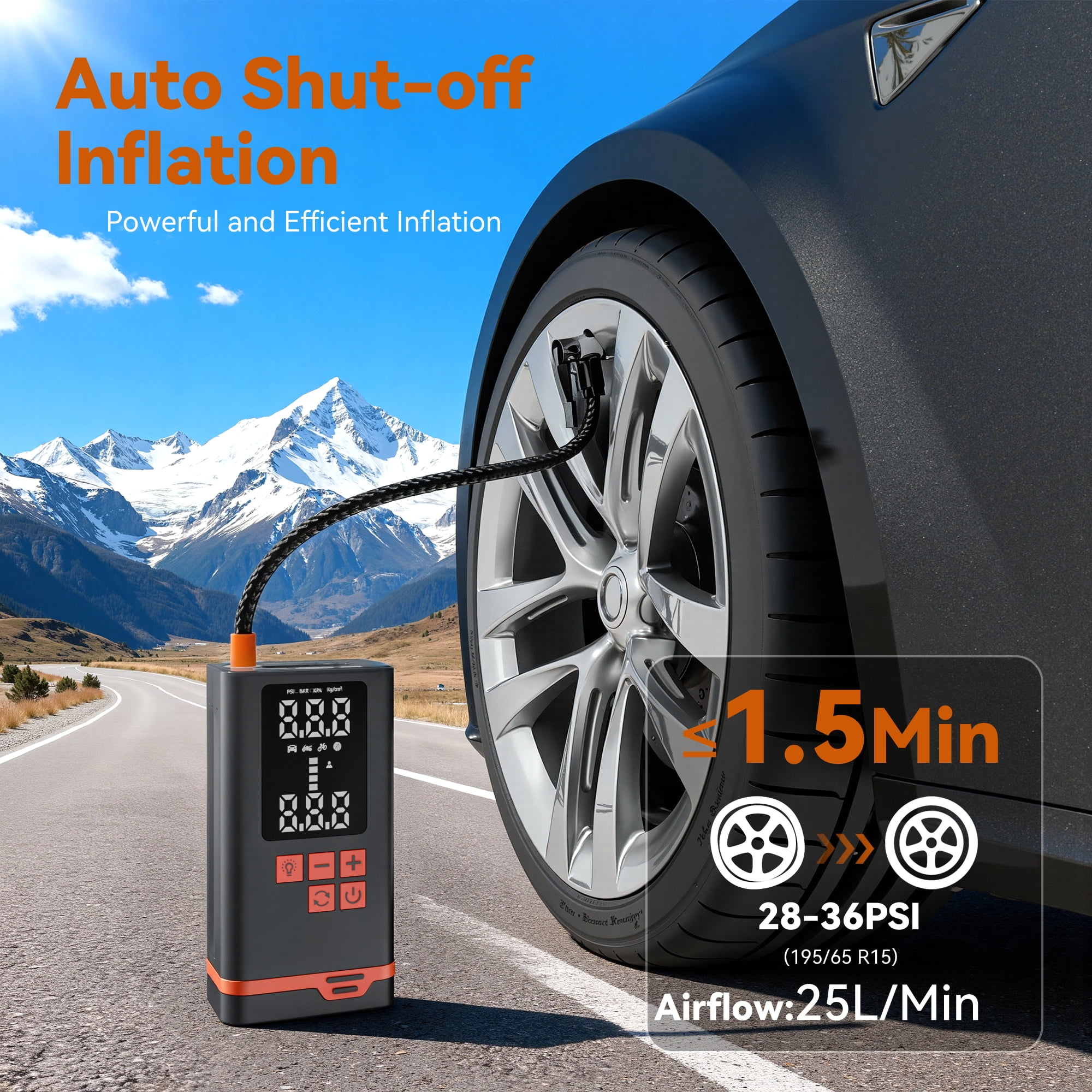 REHOTTOP Portable Air Compressor 160 PSI, Cordless Tire Inflator with Auto Shutoff, Air Pump for Car, Bike, Motorcycle, Balls