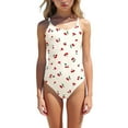 thumbnail image 4 of YunPes Girls Swimsuit One Piece Cute Cherry Bow Print Beach Vacation Bathing Suit for Teens Y2K Quick Dry Summer Swimwear Clothes, 4 of 5