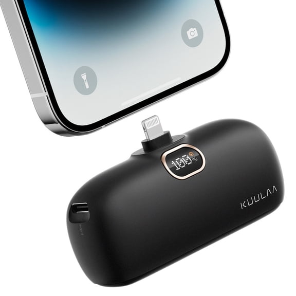 Kuulaa Portable Charger 5000mAh with Built-in Lightning Cable, Mini Fast Charging Power Bank Compatible for iPhone 14/13/12/11/X/8