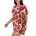 thumbnail image 2 of Rocae Rose Flowers for Two Piece Sleepwear Pajamas Sets for Women Soft Short-Sleeved Pjs with Lounge Shorts XX-Large, 2 of 9