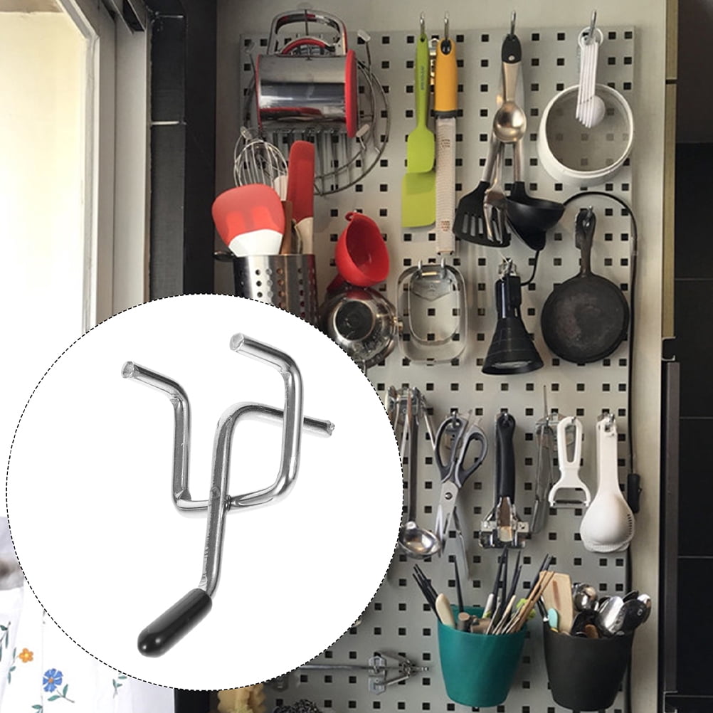 PAMINGONO 50Pcs Metal Pegboard Hangers Plated Silver Heavy Duty Hooks for Shop Garage Wall Storage