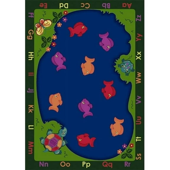 Joy Carpets 1498C FishiN Fun 5 ft.4 in. x 7 ft.8 in.  WearOn Nylon Machine Tufted- Cut Pile Educational Rug