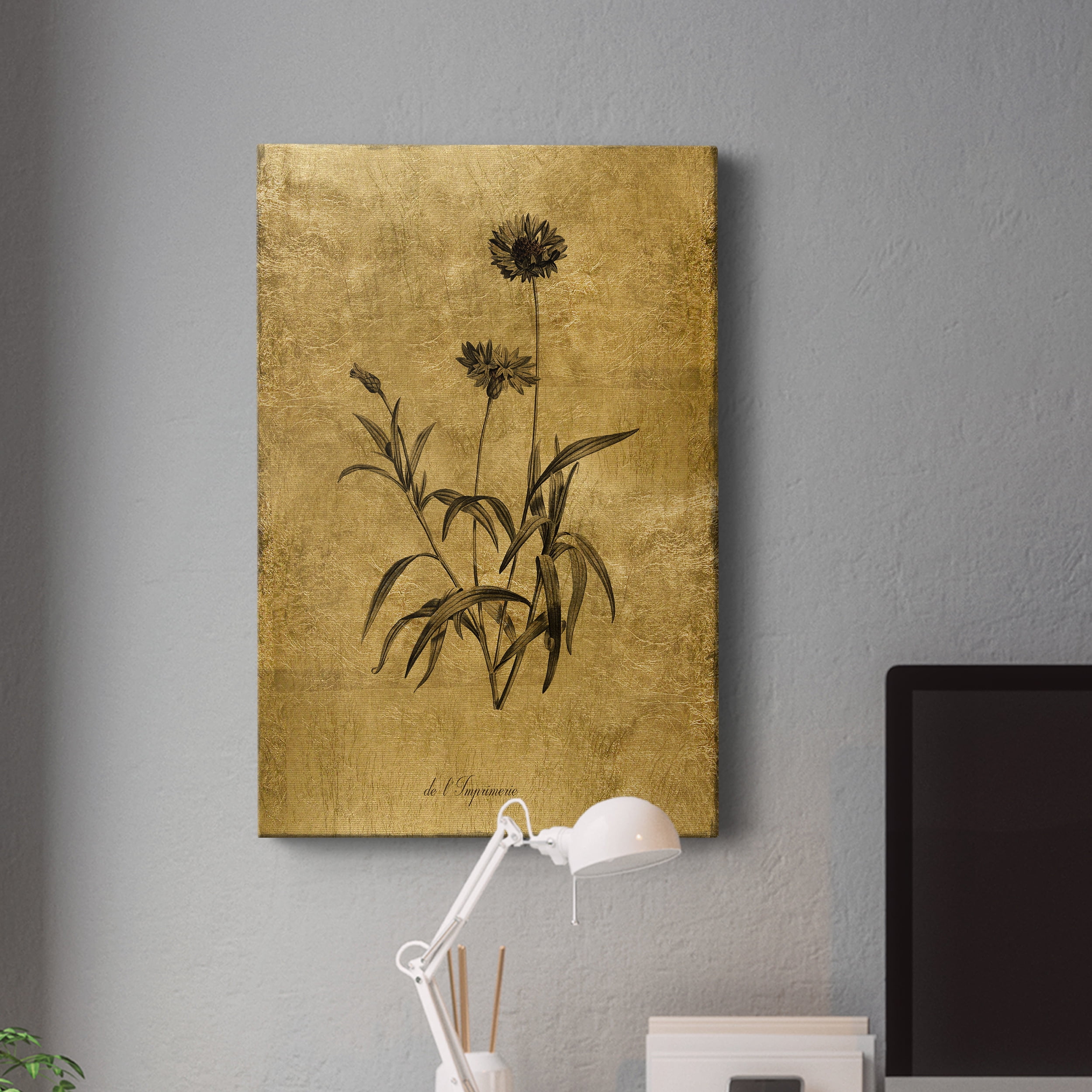 Gold Sketch Botanical I Premium Gallery Wrapped Canvas - Ready to Hang - 8 x 12