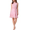 thumbnail image 2 of INSPIRE CHIC Women's Chiffon Dresses Smocked Chic Floral Sleeveless A-Line Mini Dress XL Light Pink, 2 of 6