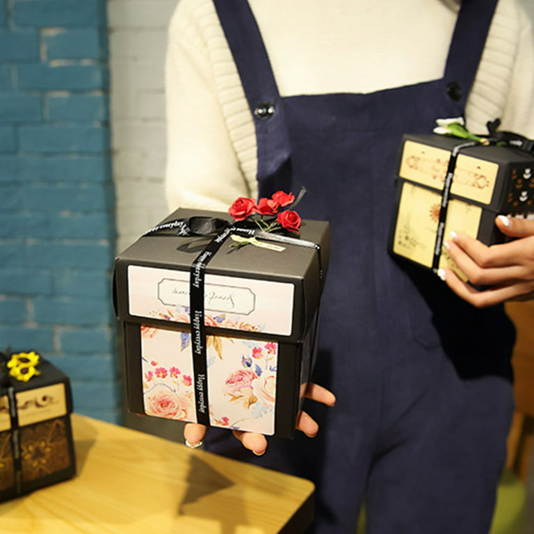 Explosion Box, DIY Explosion Gift Box, Main Part Assembled Handmade Photo  Box for Birthday Gift, Anniversary, Valentine's Day, Wedding,Style 3 