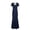 NAVY, variant on Aidan Mattox Illusion Embellished Crew Neck Short Sleeve Trumpet Keyhole Back Concealed Zipper Back Crepe Dress-NAVY / 4