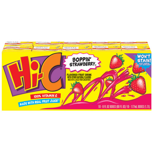 HiC Juice Boppin' Strawberry Juice, 6 Fl. Oz., 10 Count