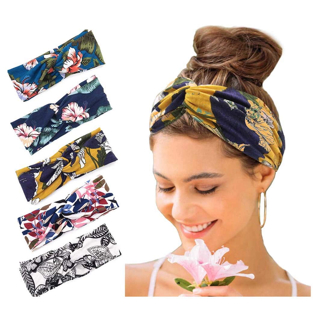 Bohemian Print Headband Retro Cross Turban Bandanas HairBand Headwrap For Female 