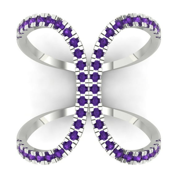 Statement Engagement Ring for Women - 0.5ct Natural Amethyst in 14K White Gold Promise Ring