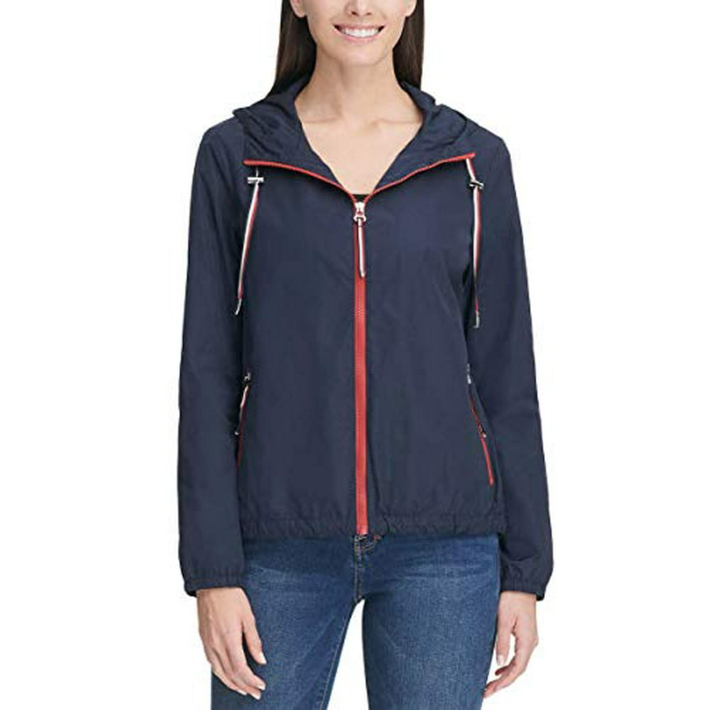 Tommy Hilfiger Tommy Hilfiger Womens Windbreaker Jacket (Navy, Large