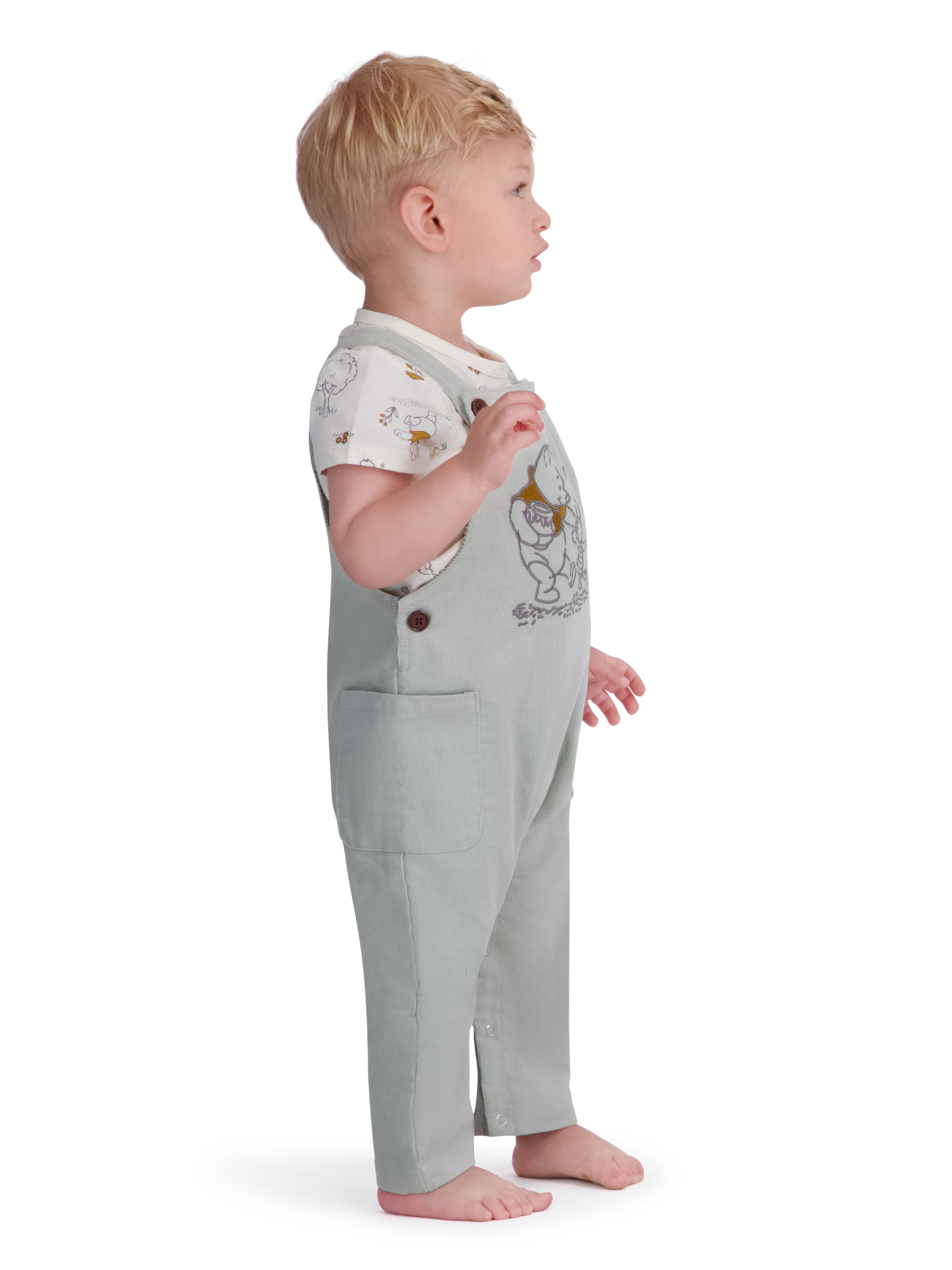 Winnie The Pooh Baby Boy 2 Piece Corduroy Overall Set, Sizes 0-24 Months