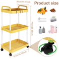 thumbnail image 2 of 3-Tier Rolling Storage Cart Small Utility Cart Organisation Cart with Lockable Wheels  Storage Rolling Trolley  Organiser Rack Cart for Kitchen Bathroom Living Room Bedroom Spaces, 2 of 7