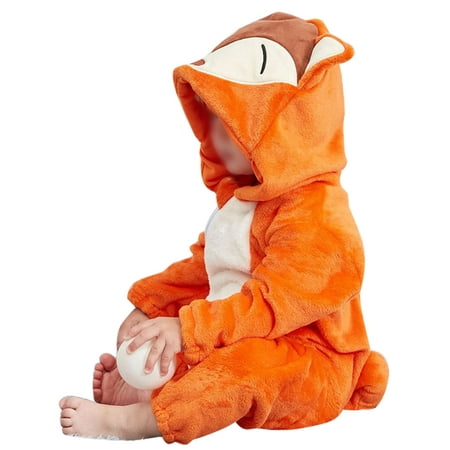 

Glonme Thicken Fleece Romper for Newborn Cute Travel Winter Outwear Outfits Casual One Piece Onesies Orange 110