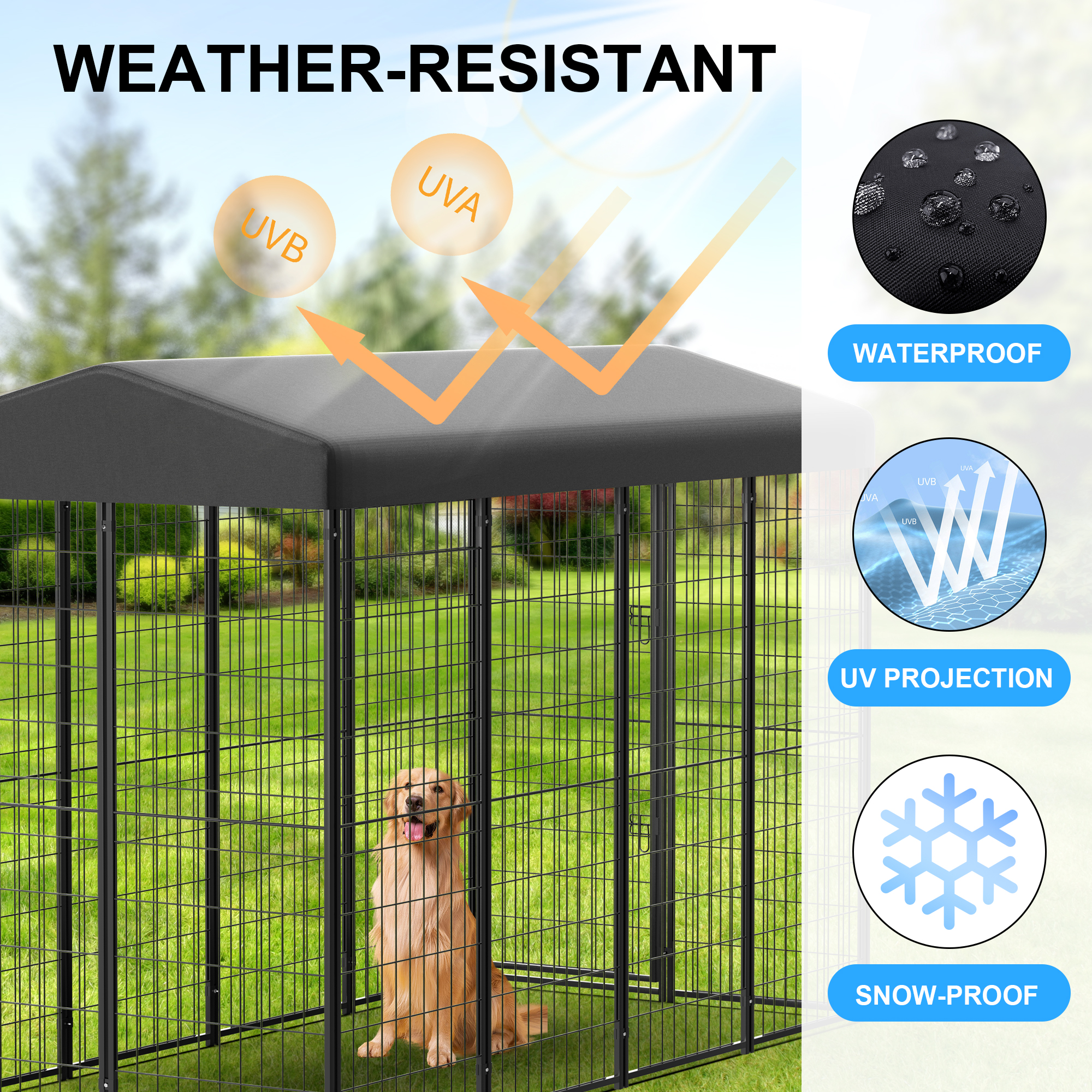 Vipuse 8'x4'x6' Large Outdoor Dog Kennel with Waterproof Roof photo 8