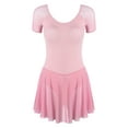 thumbnail image 3 of Kaerm Women Ballet Dance Skirted Leotard Dress Gymnastics Bodysuits Ballerina Training Outfit Pink L, 3 of 6