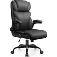 thumbnail image 2 of Silla de oficina, ergonómica, grande y alta, silla de computadora de computadora, silla ejecutiva de piel transpirable con respaldo alto ajustable y apoyabrazos abatibles, soporte lumbar, 2 of 6