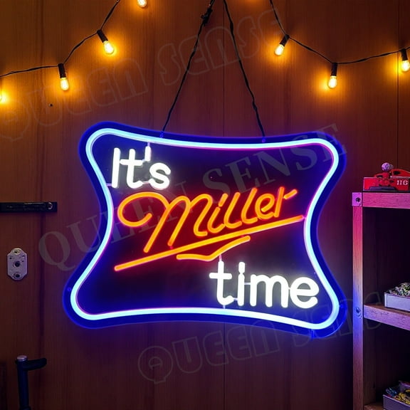 Queen Sense 16"x12" Its Millers Time LED Neon Sign for Wall Decor Dimmable USB Powered LED Light W116IMT-5VLED