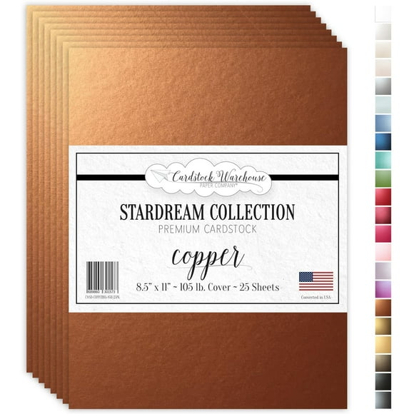 Cardstock Warehouse Stardream Copper Cardstock Paper - 25 Sheets, 8.5 x 11" – 105 lb / 284 GSM Premium Metallic Copper Card Stock for High-end Printing, Card Making, Die-cutting & DIY Projects