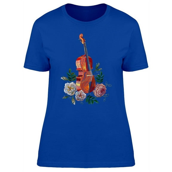 Violin & Roses Watercolor T-Shirt Women -Image by Shutterstock, Female x-Large
